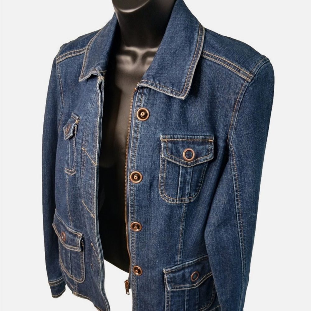 Bass Vintage Women's Dark Blue Denim Jacket Unique Design